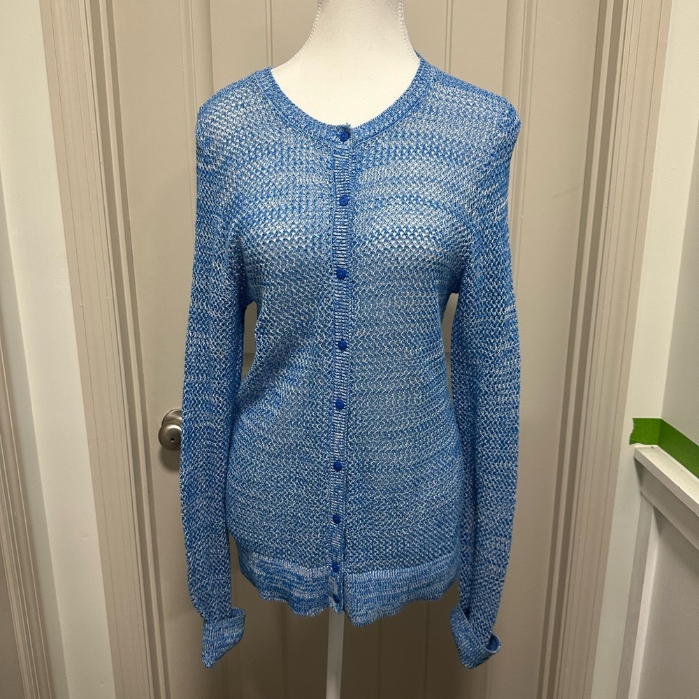 LOFT Blue Button-Up Cardigan